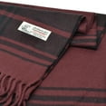 thumbnail image 4 of Unisex Winter Striped Checked Plaid Luxurious Scarf Soft Wool Feel Scarves Black Burgundy, 4 of 4