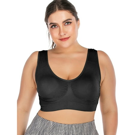 Women's Plus Size Supportive Wirefree Sports Bra Medium Support High Stretch Comfy Wirefree (Best Supportive Sports Bra)