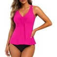 thumbnail image 1 of PMVFHDE Plus Size Swimsuit For Women Flowy Printed Tankini Top With Adjustable Straps And Matching Full Coverage Bottoms, 1 of 4