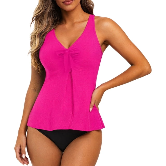PMVFHDE Plus Size Swimsuit For Women Flowy Printed Tankini Top With Adjustable Straps And Matching Full Coverage Bottoms