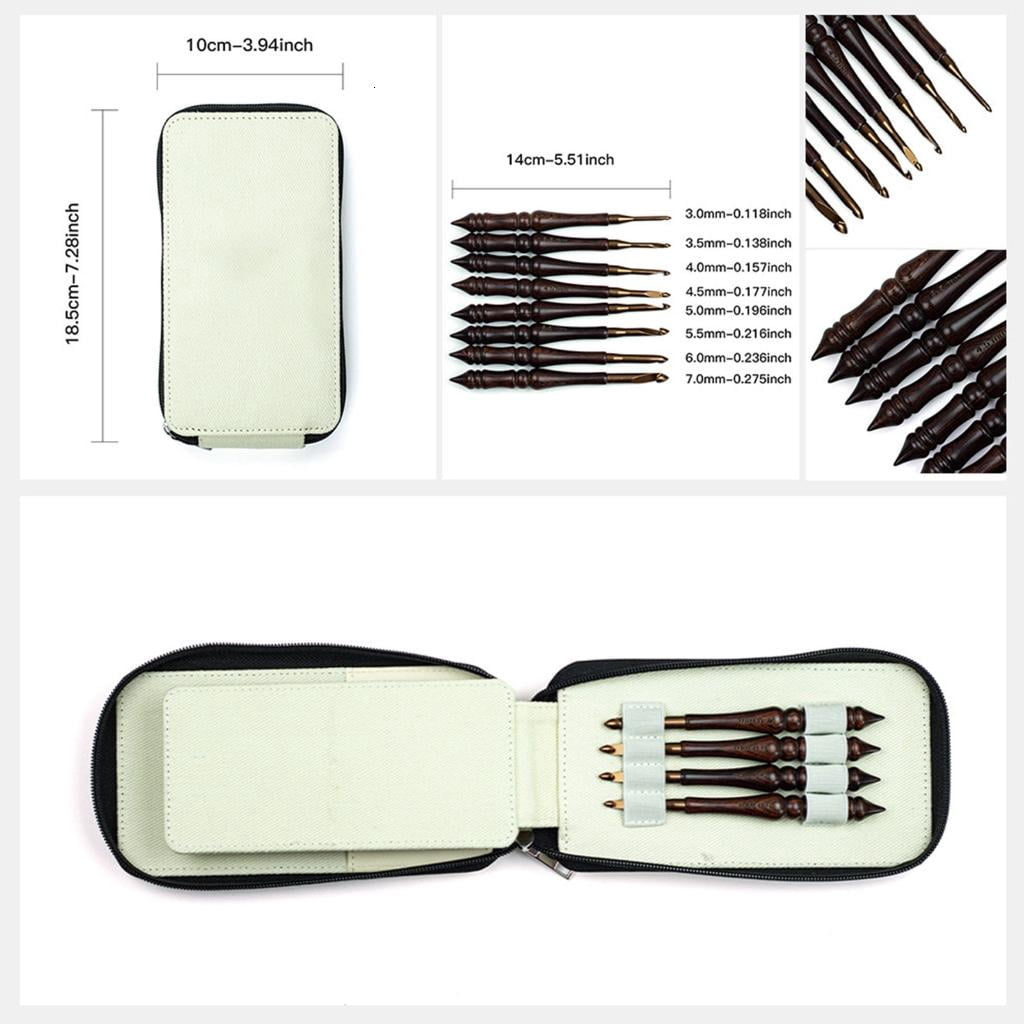 Giaone 8Pcs Ergonomic Wood Handle Crochet Hook 3.0-7.0mm Aluminium Crochet Needle for Sweater Scarves Knitting and Yarn Craft