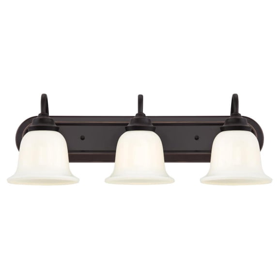 Westinghouse Harwell Three-Light Indoor Wall Fixture, Amber Bronze Finish with White Opal Glass