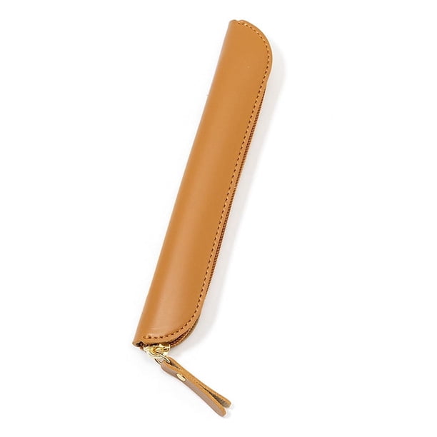 Estuche creativo de cuero de color sólido para lápices, bolsa de papelería con cremallera de cuero simple para estudiantes de escuela primaria, caja de papelería para guardar bolígrafos con firma
