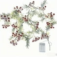 thumbnail image 2 of Nkmbld Prelit Christmas Garland, Lighted Christmas Berry Garland Frosted Red Berry LED Decor Battery Operated Festive Indoor Or Outdoor Wreath, 2 of 8