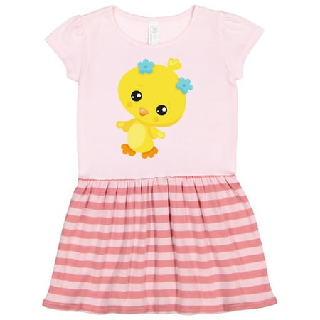 

Inktastic Cute Little Chicken Chicken With Blue Flowers Gift Toddler Girl Dress