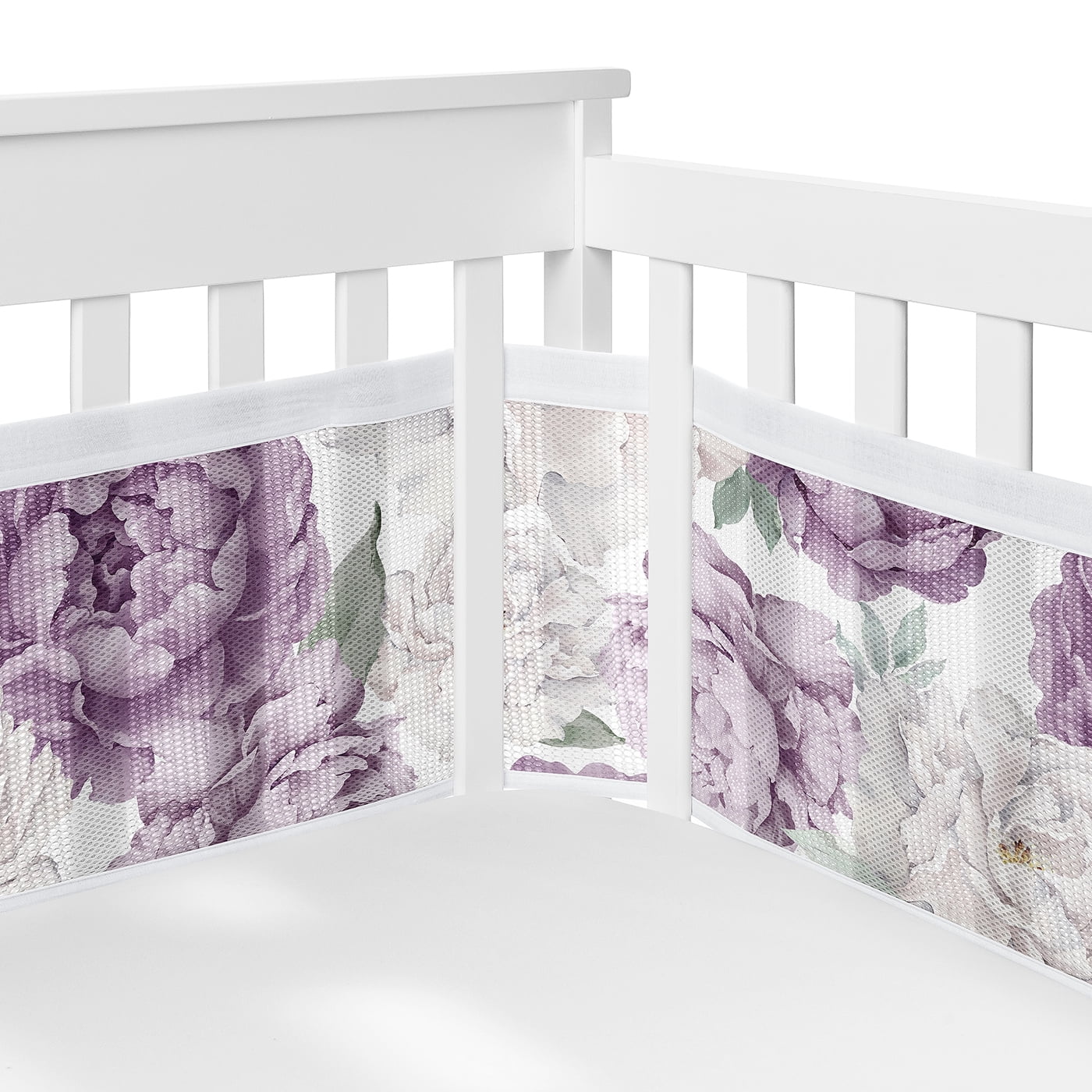 Sweet Jojo Designs Peony Floral Garden Girl Crib Bedding + BreathableBaby Breathable Mesh Liner