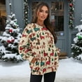 thumbnail image 2 of SCRAWLGOD Dachshund Christmas Tree Poinsettia Beige Crewneck Fall Sweatshirts for Women Trendy Women's Long Sleeve Pullover Tops with Pockets Fashion for Daily Wear, Spots, Office, S, 2 of 7