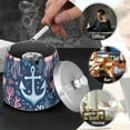 thumbnail image 4 of Yayeee Ashtray with Lid for Cigarette Smokeless Stainless Steel Home Ash Holder, Light Blue Anchor, 4 of 7