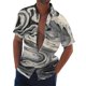 thumbnail image 1 of Men's Summer New Loose Print Short Sleeve Shirt Cardigan Beach Shirt 4XL, 1 of 5