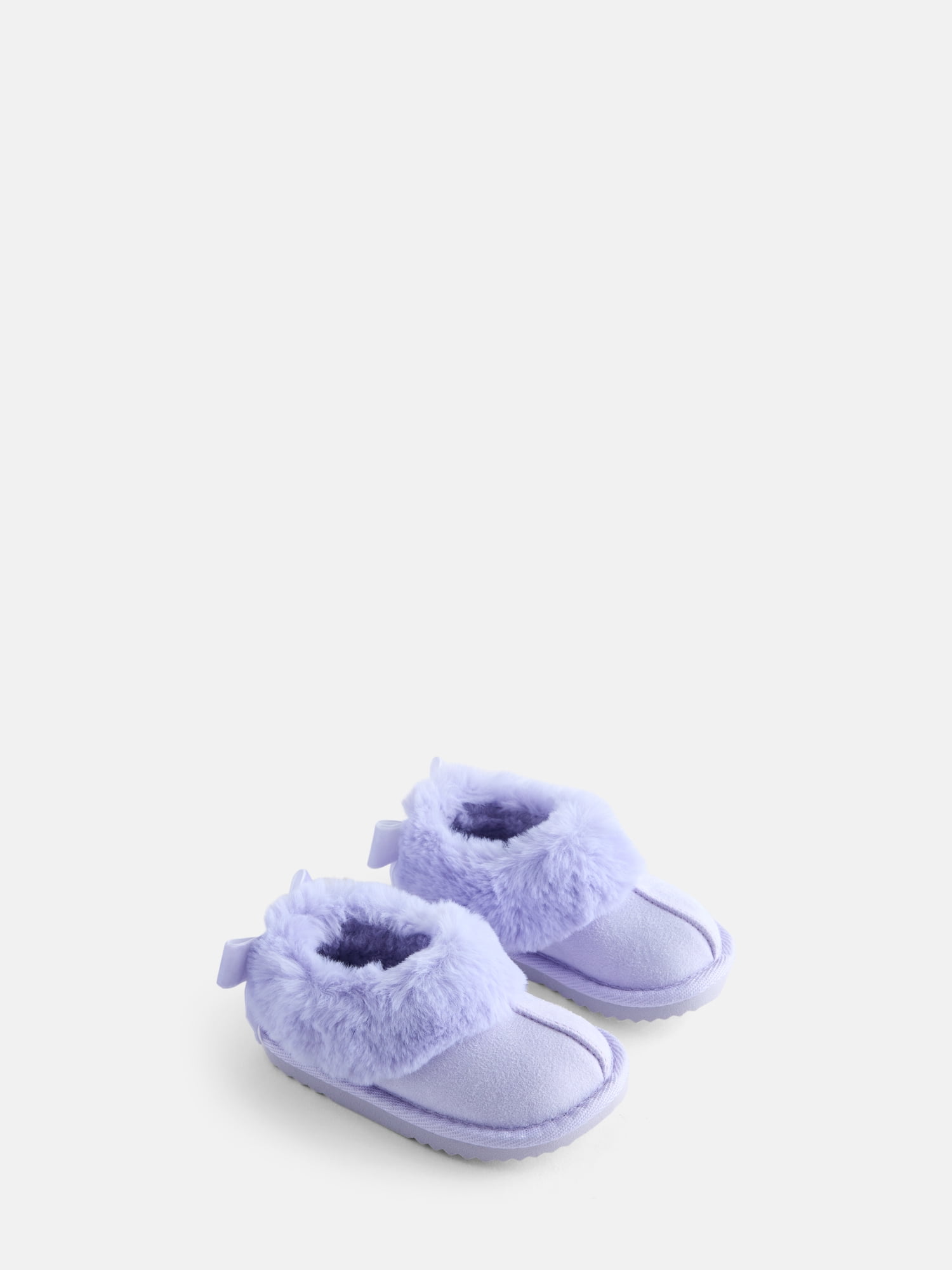 Wonder Nation Baby, Toddler, Little and Big Girls Faux Fur Trim Slippers