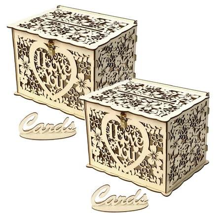 

Oleegame 2PC Outdoor Cushion Storage Bag Wedding Card Box with Lock DIY Money Wooden Gift Boxes For Birthday Party