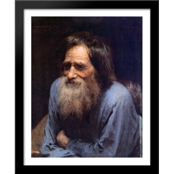 Kramskoi Ivan Mina Moiseev Sun 28x34 Large Black Wood Framed Print Art by Ivan Kramskoy