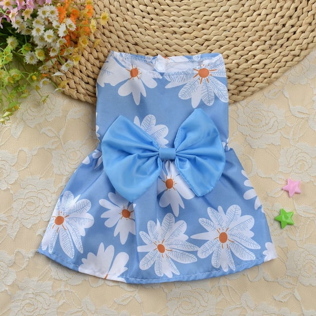 Vestido de princesa con estampado floral para perros pequeños y gatos, nuevo vestido de osito de peluche para mascotas, lindo vestido de verano fino