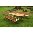 thumbnail image 3 of Grade-A Teak Dining Set: 10 Seater 11 Pc: 118" Oval Table And 10 Wave Stacking Arm Chairs Outdoor Patio WholesaleTeak #51WV2611, 3 of 6