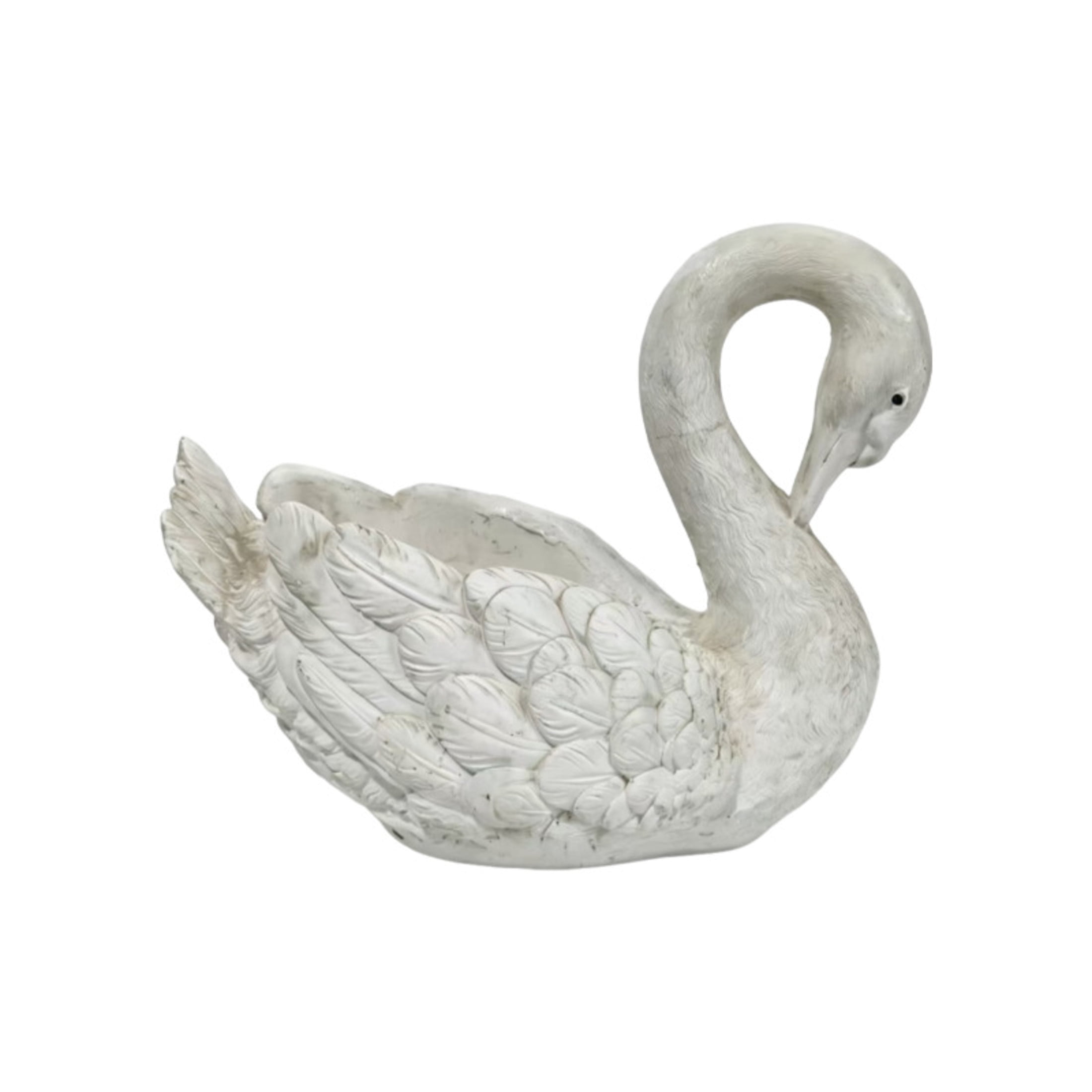 GDF Studio White Swan Statue Planter, Weather-Resistant Resin Garden Flower Pot Sculpture for Pond Patio Lawn Backyard
