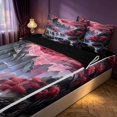thumbnail image 2 of Homewish Japanese Style Zipper Full Size Comforter Sets with Fitted Sheet and 2 Pillowcases, Moon Tree Mountain Waterfall Zipper Bedding Set, Black Reversible, 2 of 7