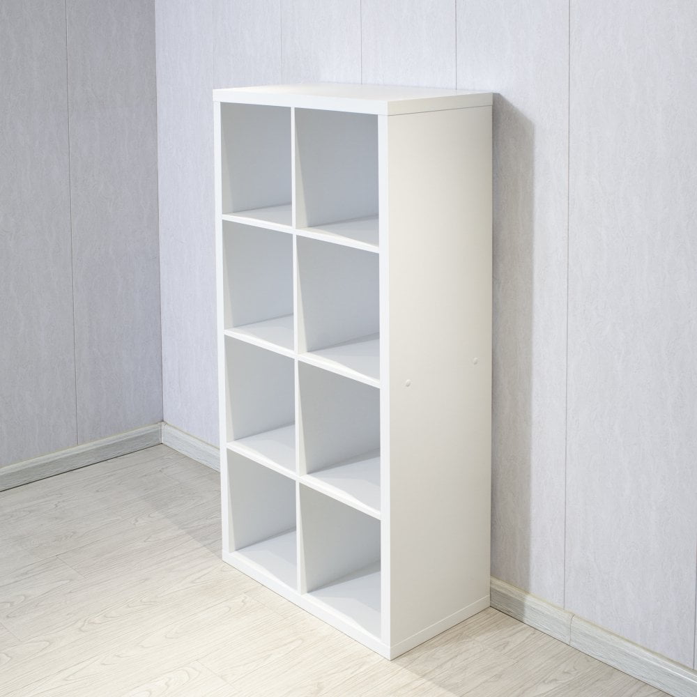 GZXS 15-Inch Cube Storage Organizer with Opened Back Shelves, Storage Shelves Room Divider, Wood ookcase, 8-Cube, White