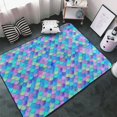 blue purple Rainbow fish scale Area Rugs for Living Room Bedroom