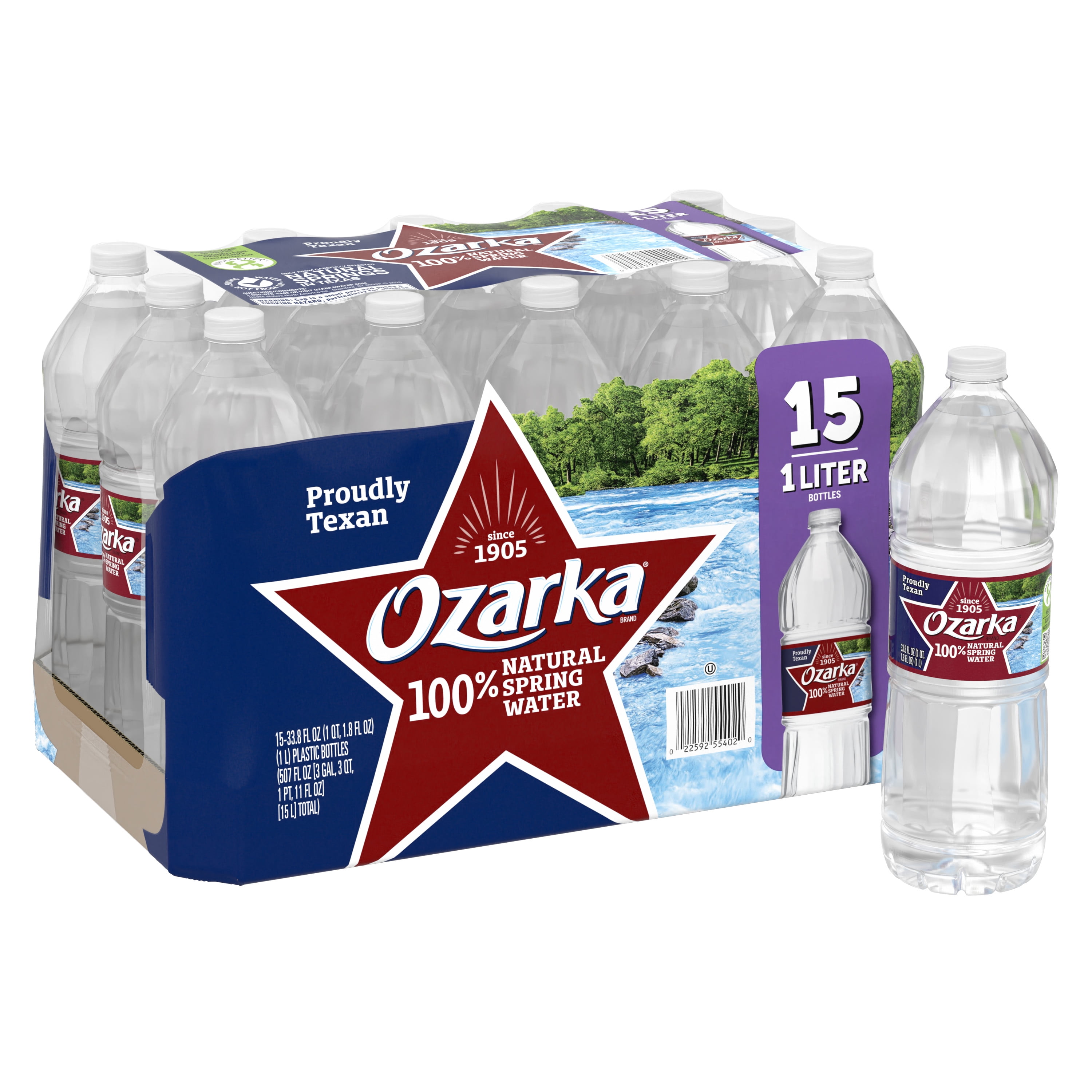 OZARKA Brand 100 Natural Spring Water, 33.8ounce plastic bottles