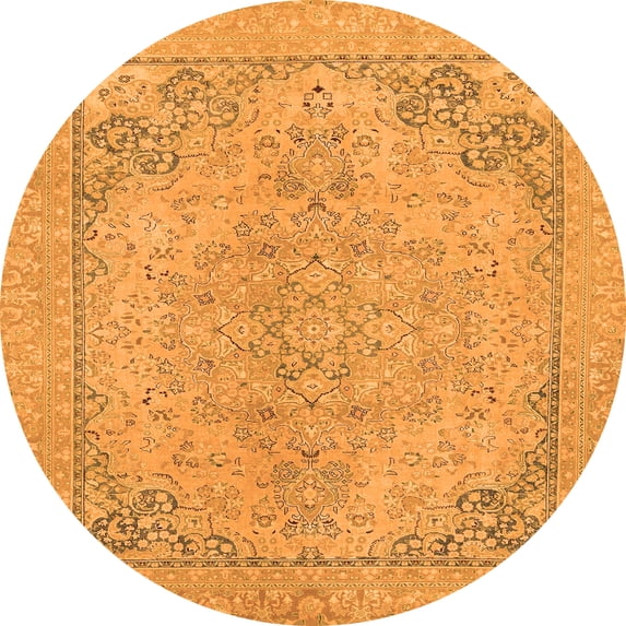 Ahgly Company Indoor Round Abstract Orange Modern Area Rugs, 8' Round