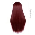 thumbnail image 3 of Wig with Bangs, Wigs for Women, Fashion Lady Long Straight Hair Wine Red Wig Mechanism Rose Net, 3 of 9