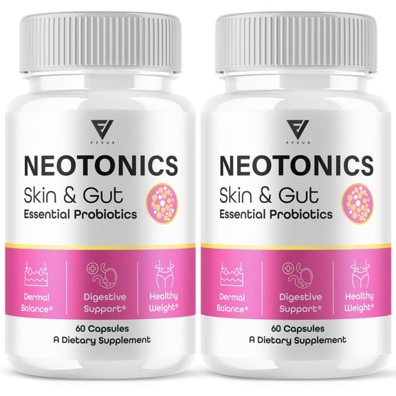 (2 Pack) Neotonics Skin and Gut Probiotics Neo Tonics Supplement (120 Capsules)