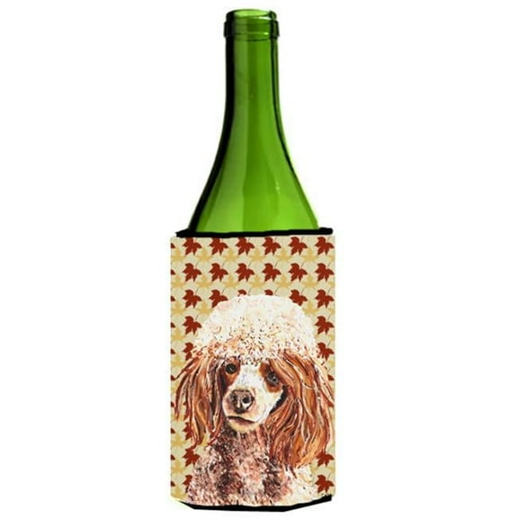 Red Miniature Poodle Fall Leaves Wine bottle sleeve Hugger  24 Oz.
