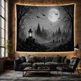 thumbnail image 6 of Moon Stars Monochromatic with Nocturnal Presented Shades Upper, Spooky Gothic for Gothic Decor Fans, Dark Art Decor, Halloween Gift, Tapestry Wall Hanging for Bedroom and Dorm, 6 of 7