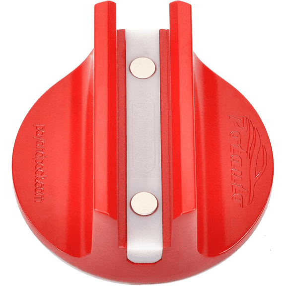 Potauto Universal Aluminum Grooved Magnetic Jack Pad Jacking Puck Pinch Weld (Slot Width 0.55 Inch) Frame Rail Adapter (Qty 1, Red)