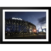 MetLife Stadium 40x28 Large Black Wood Framed Print Art - Home of the New York Giants and Jets