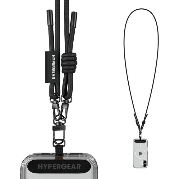 HyperGear TECHcessories | Universal Crossbody Phone Strap | Black Braided Rope