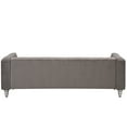 thumbnail image 2 of 89" Modern Sofa Couch with Metal Legs, Dutch Fluff Upholstered 3 Seater Sofa Couch with Buttoned Tufted Backrest for Living Room, Bedroom, Office, Gray, 2 of 9