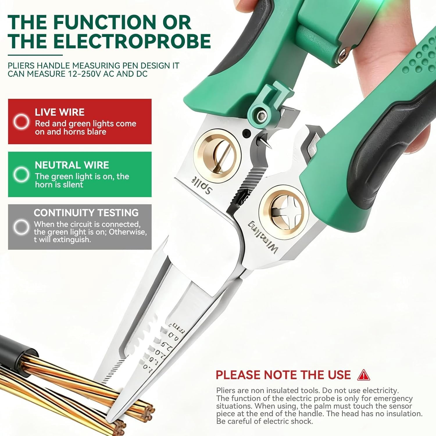 8 In 1 Wire Stripper With  Tester, Multi-Function Electric Wire Stripping Tool For  And Pulling Pliers, Electrician Repair Tool, Wire Strippers Electrical (Green)