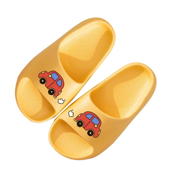 Fnooota Boys Slide Sandals, Casual Non Slip Open Toe Slip On Summer Shoes Yellow Size 12-12.5(Little Kids)
