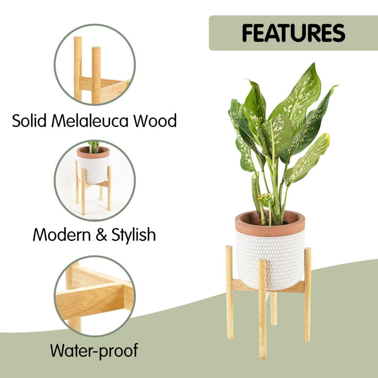 Nabytok Wood 11.9" x 12.5" Plant Stand Indoor Outdoor, Wooden Single Floor  Plant Pot Holder, Natural Plant Stand, Assembly Required (Excluding Potted  ...