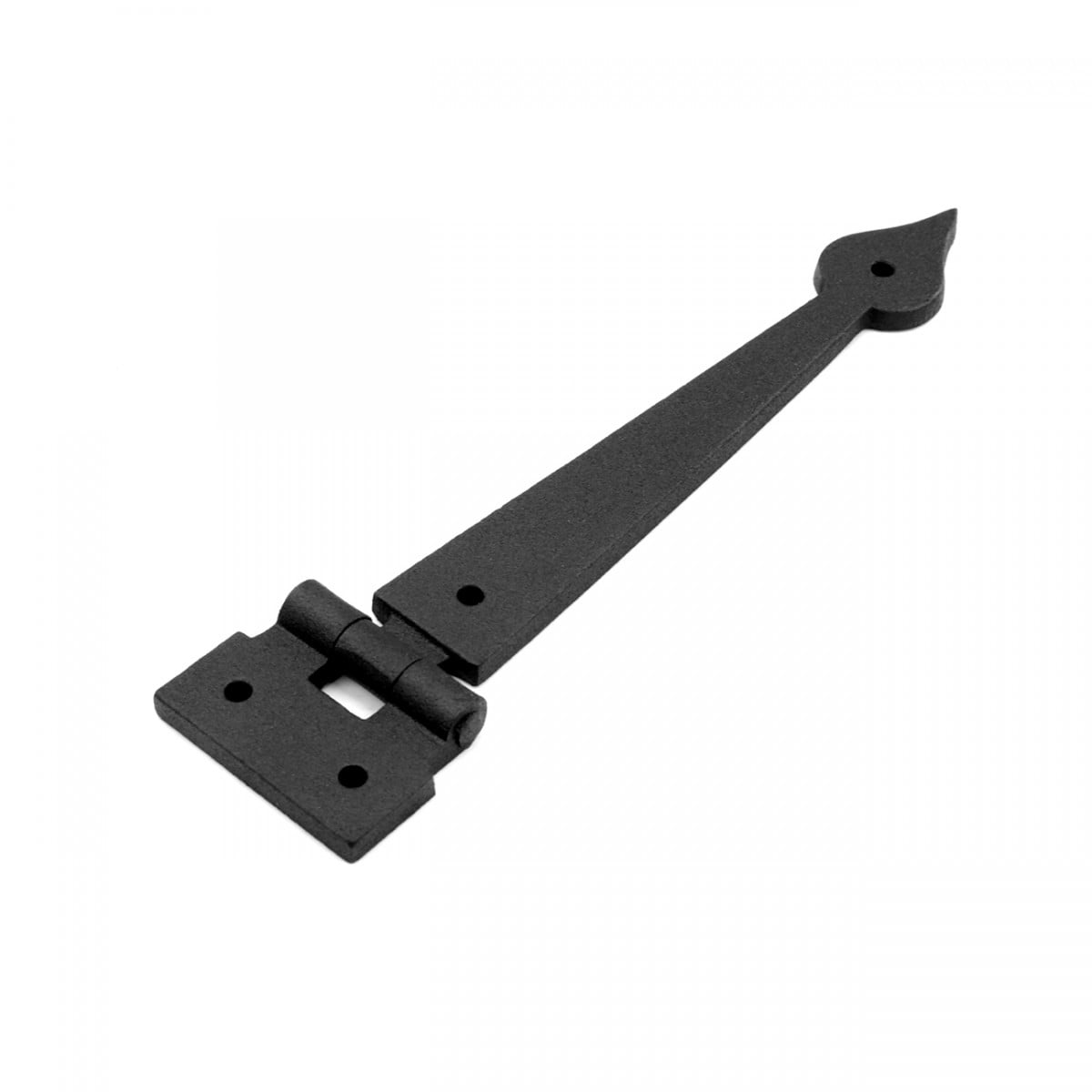 Renovators Supply Black Wrought Iron Strap Hinge Pair 7-3/8 in Spear Tip Flush Mount Heavy Duty Strap Gate and Door Hinges w/Hardware
