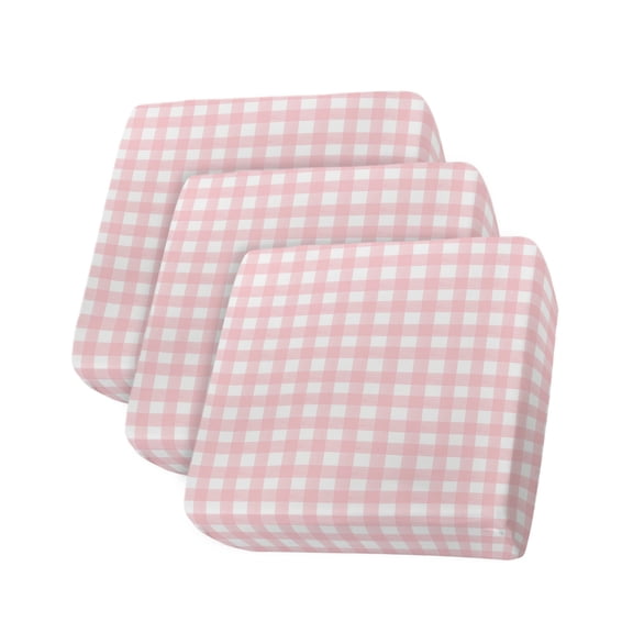 Pink Buffalo Plaid Couch Cushion Covers Stretch, Washable Sofa Seat Covers Individual Seat Cushion Sofa Slipcovers Farmhouse Pink White Checkered Couch Cover Furniture Protector S-3PCS