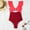 Red, variant on successthop Swimsuits for Women One Piece Cutout Monokini Padded High Waist Twist Front Wrap Ruffle Sleeve V Neck Bodysuit Romper Modest Bathing Suit Color Block Slimming Trendy Swimwears