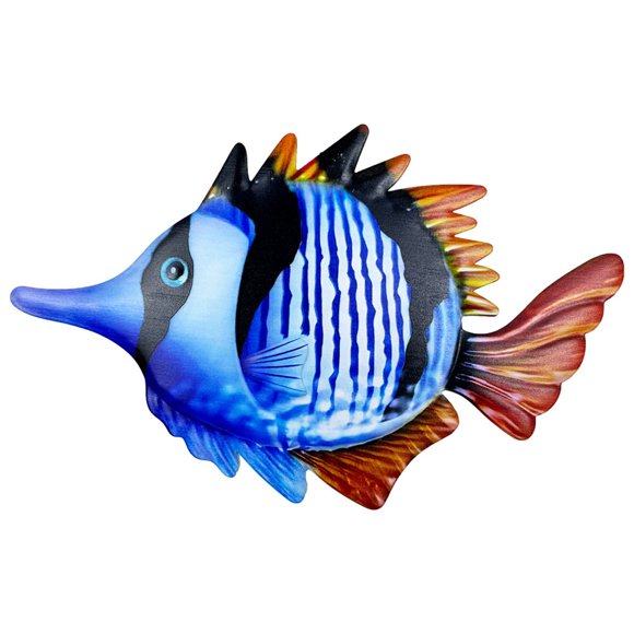 E Simulation Fish Iron Long Mouth Fish Wall Hanging Metal Decoration Pendant For Living Room Garden Home Artwork Conversation Starter Set Of 4