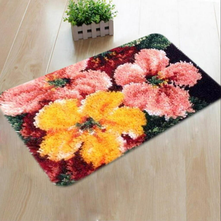 Latch Hook Rug Kits - Big Flowers - Carpet Making - Latch Hook Kits Cushion  Cover Rug Making Kits DIY for Kids/Adults with Printed Canvas Pattern  ZD1009 