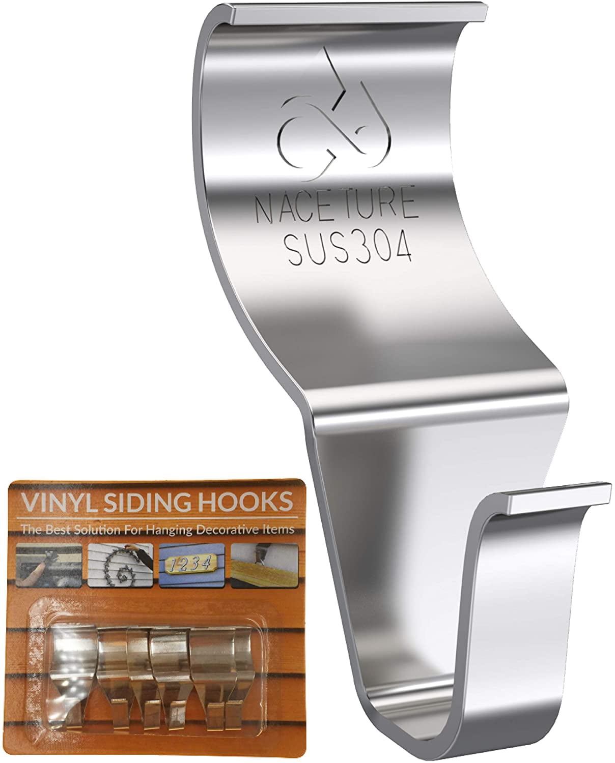 Vinyl Siding Hooks Hanger Heavy Duty 18Lbs Stainless NoHole Needed