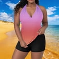 thumbnail image 2 of gakvbuo Tankini Swimsuits For Women With Boyshorts Swimwear Two Piece Bathing Suits Women's Plus Size Casual Solid Color Split Back Strappy Adjustable Top With Built-in Bralette Swimwear Set, 2 of 7