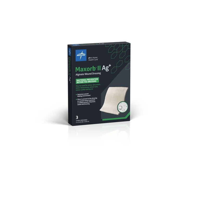 Medline Maxorb II Silver Calcium Alginate Dressing, 2