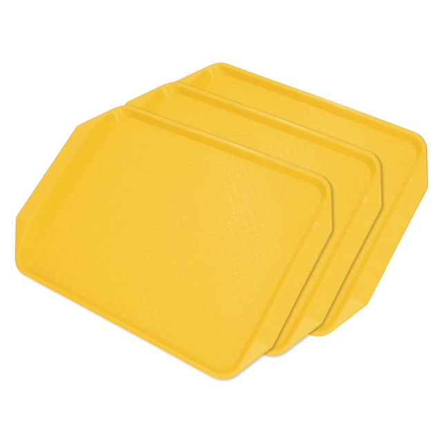 Large 3PCS Colorful Food Tray Rectangle Thickened Binaural Plastic Tray Heat Resistance Stackable Cafeteria Trays for Hotel