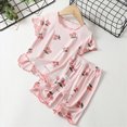 thumbnail image 2 of KPOPLK Toddler Baby Girl Summer Outfit Short Sleeve Crewneck Cute Print T Shirt Top Shorts Set Cute Infant Waffle Clothes(18-24 Months,Red), 2 of 4