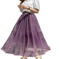 thumbnail image 1 of Robe Mi-Longue Plissée Couleur Unie Doublée en A Été Printemps Fête de Rue Longue Jupe, 1 of 7