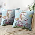 thumbnail image 3 of LALILO Throw Pillow Covers Magic Unicorn Bicycle Bicycle Unicorn Cushion Cover 18" x 18", 2 Pack, 3 of 6