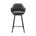 thumbnail image 6 of Brigden Gray Faux Leather and Black Metal Swivel 26" Counter Stool, 6 of 11