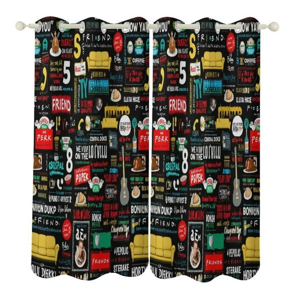 FRIENDS TV SHOW COLLAGE Blackout Curtains Window Drapes Room Darkening Thermal Insulated Grommets Blackout Curtains, for Living, Dining, Bedroom,2 Panels