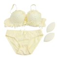 thumbnail image 3 of Ladies Lingerie Set Bra and Panties Cotton Lace Yellow 75B 1Set, 3 of 5